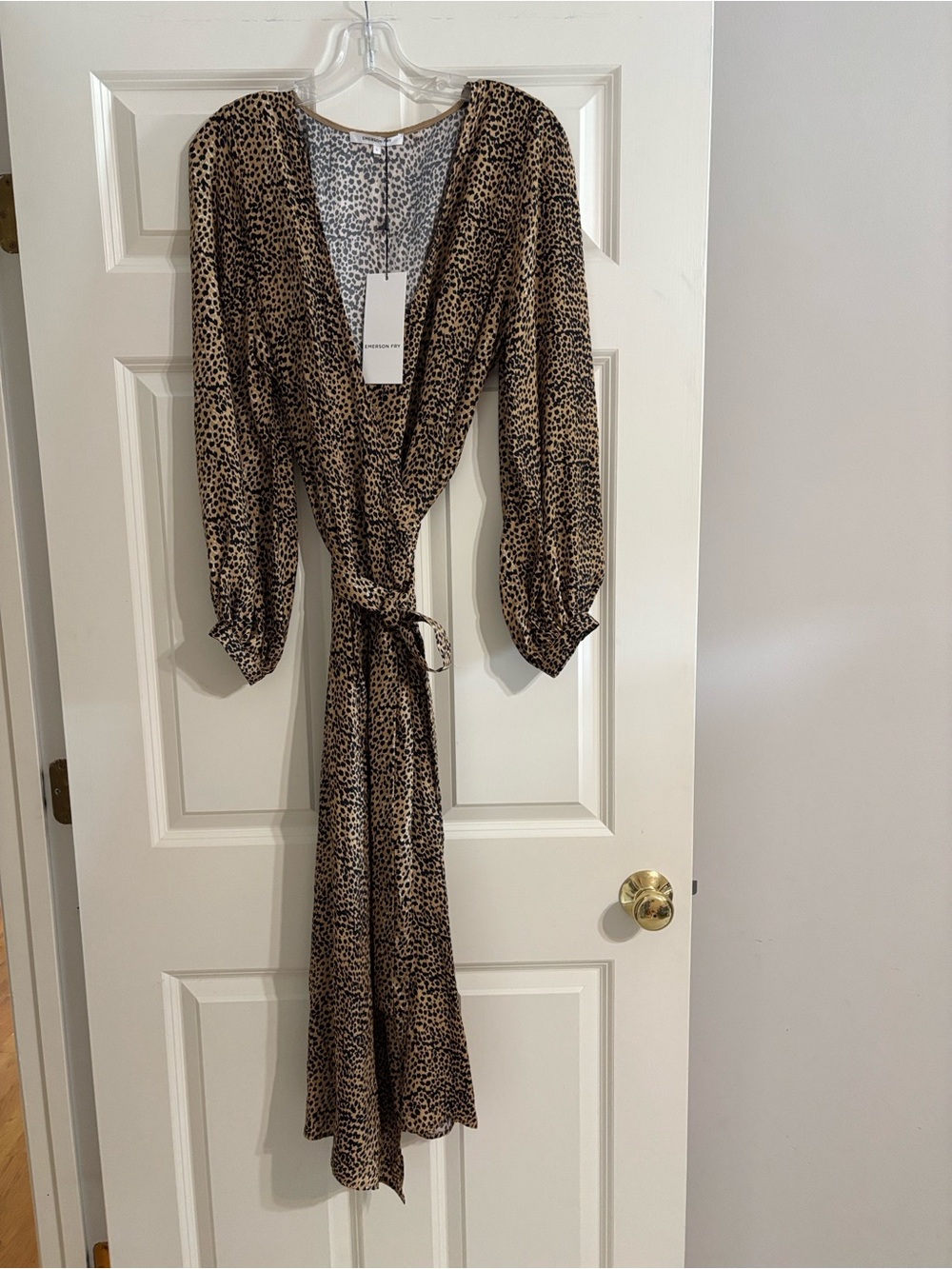 Emerson Fry Brown Leopard-Print Wrap Maxi Dress